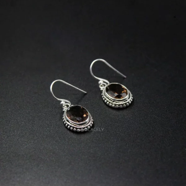Sterling Silver Bohemian Oval Shape Crystal Earrings - Image 3
