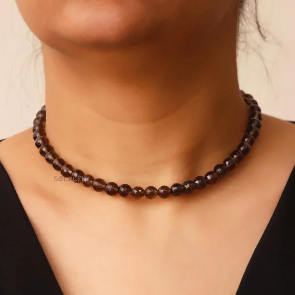 Faceted Smoky Quartz Beaded Necklace - Image 3
