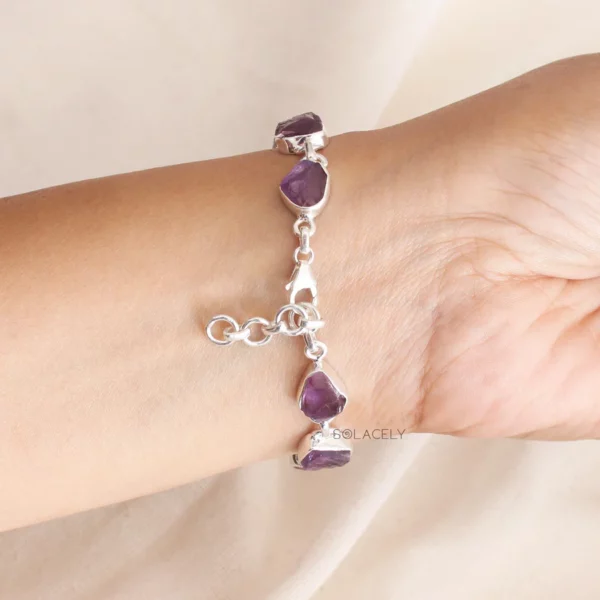 Raw Sterling Silver Adjustable Crystal Bracelet - Image 4