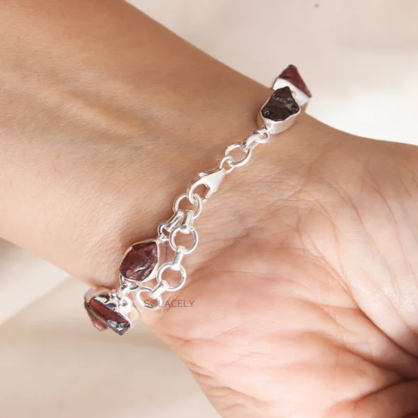 Raw Sterling Silver Adjustable Crystal Bracelet - Image 2