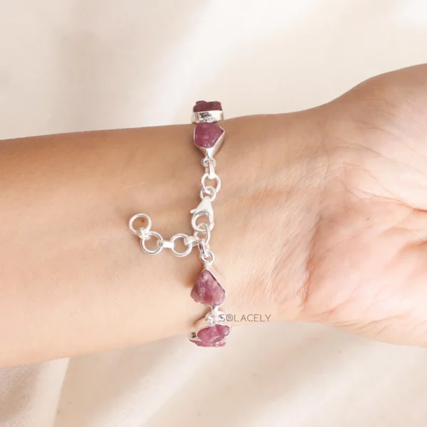 Raw Sterling Silver Adjustable Crystal Bracelet - Image 3
